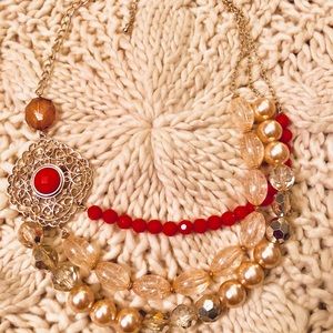 New York & Company tri-colored beaded necklace
